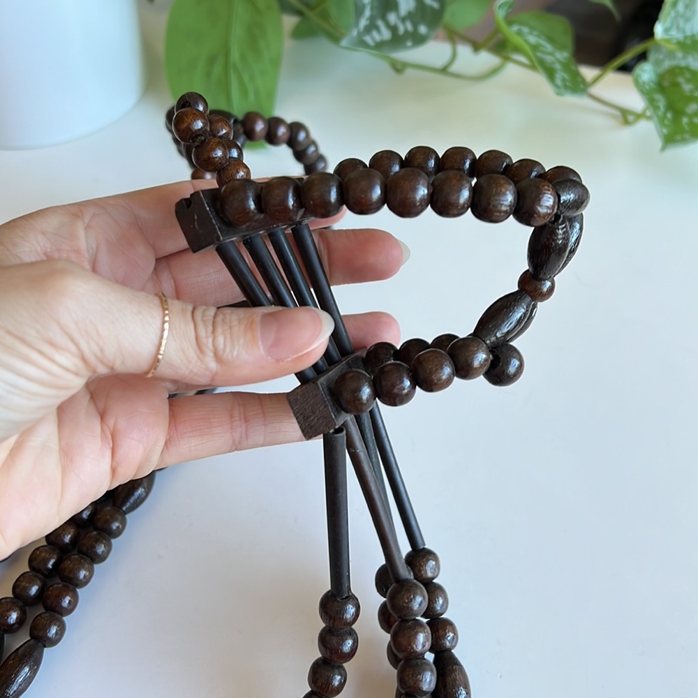 Vintage Wood Bead Hanging Plant Holders Pair - Picture 4 of 15